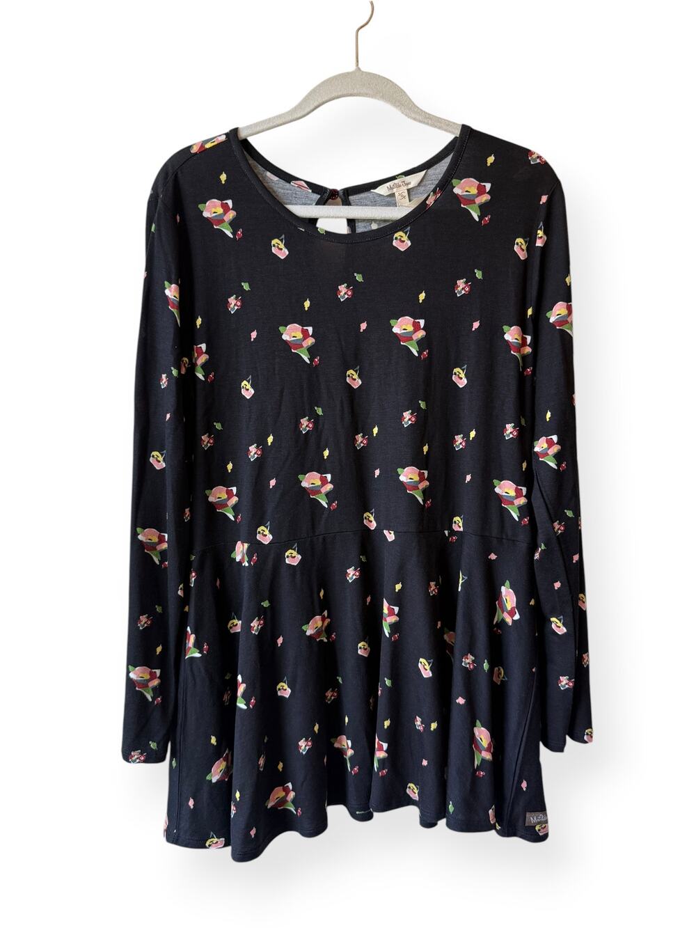 Matilda Jane Pep In Your Step Top Black Floral Print Women's XL